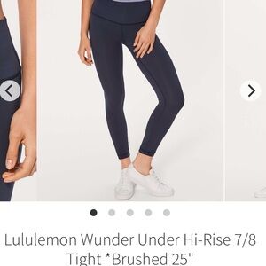 Lululemon Athletica Navy Wunder Under Hi-Rise 7/8 Leggings. 6